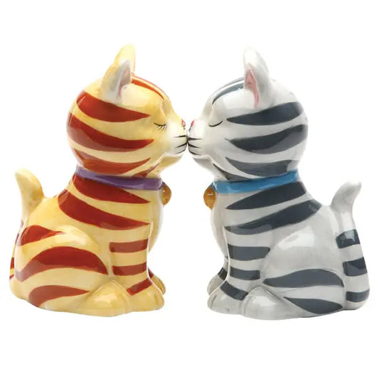 Tabby Cats Kissing Salt and Pepper Shakers Set