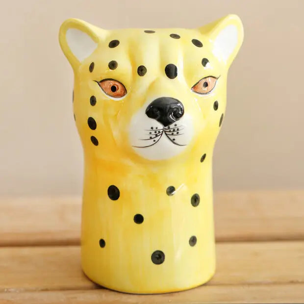 Ceramic Leopard Head Vase