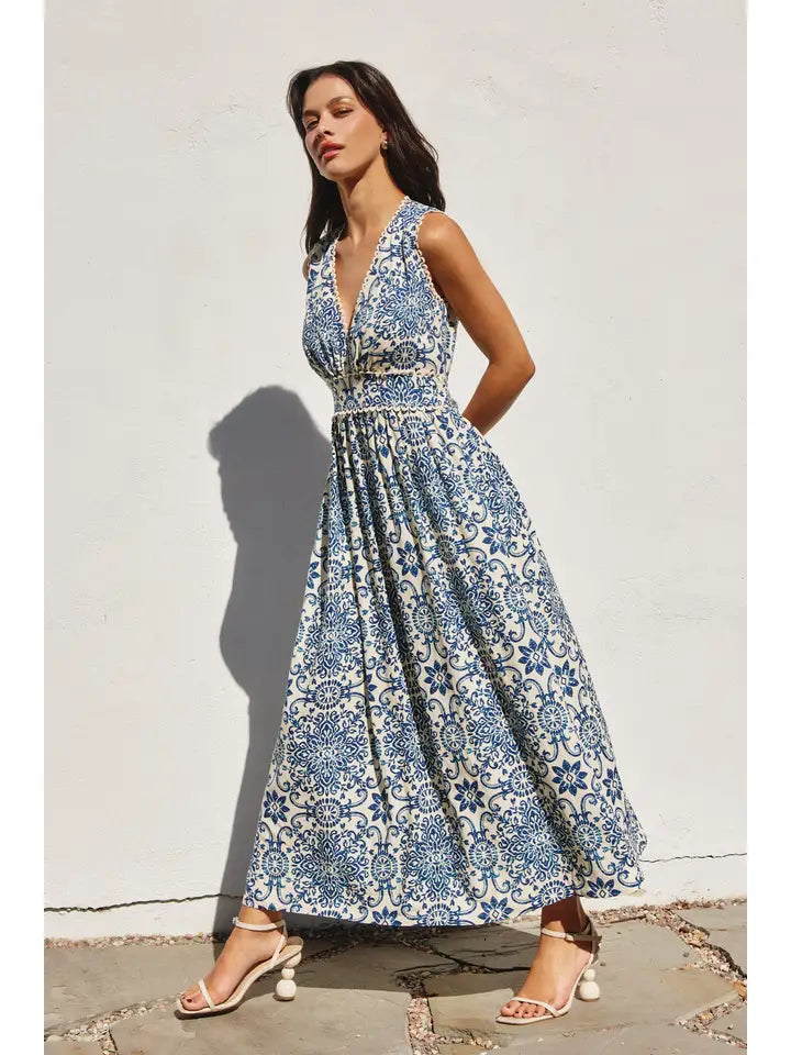 Summer in Capri Scalloped Lace Maxi Dress