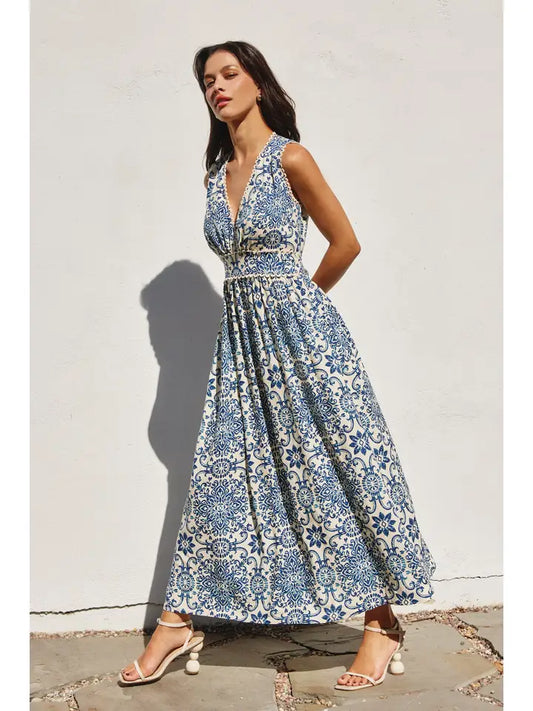 Summer in Capri Scalloped Lace Maxi Dress