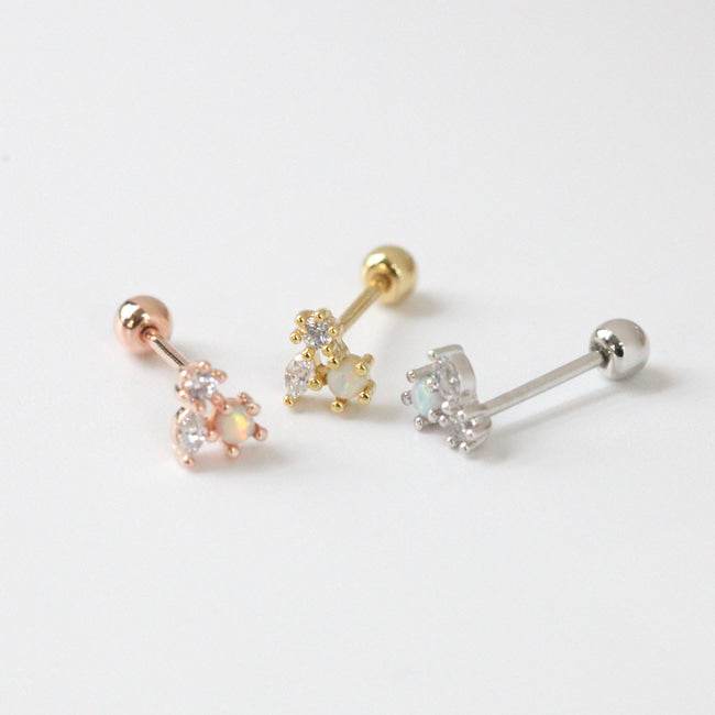 Tiny Opal Starburst Screw Back Earring