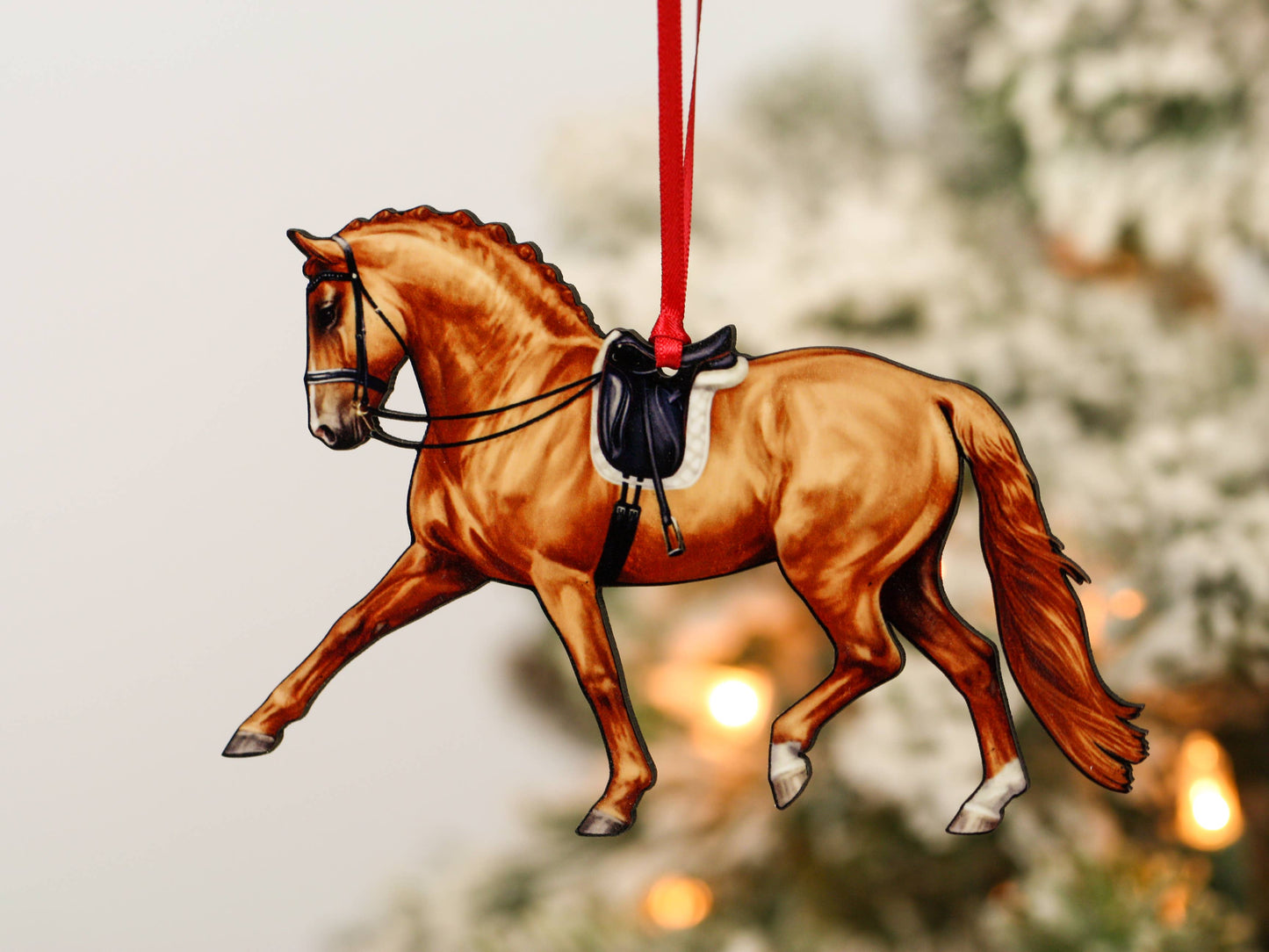 Dressage Horse Ornament - Chestnut Extended Trot Dressage