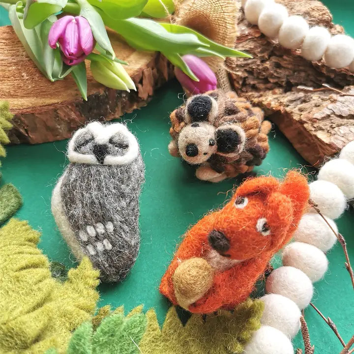 Grey Owl Handmade Hanging Needle Felt Decoration