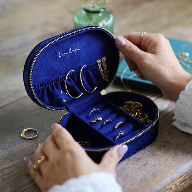 Starry Night Velvet Oval Jewellery Case