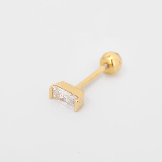 Tiny Crystal Rectangle Screw Back Earring