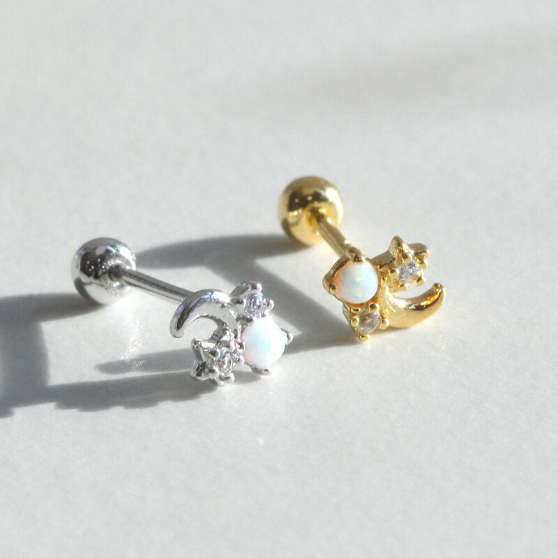 Tiny Opal Galaxy Screw Back Earring