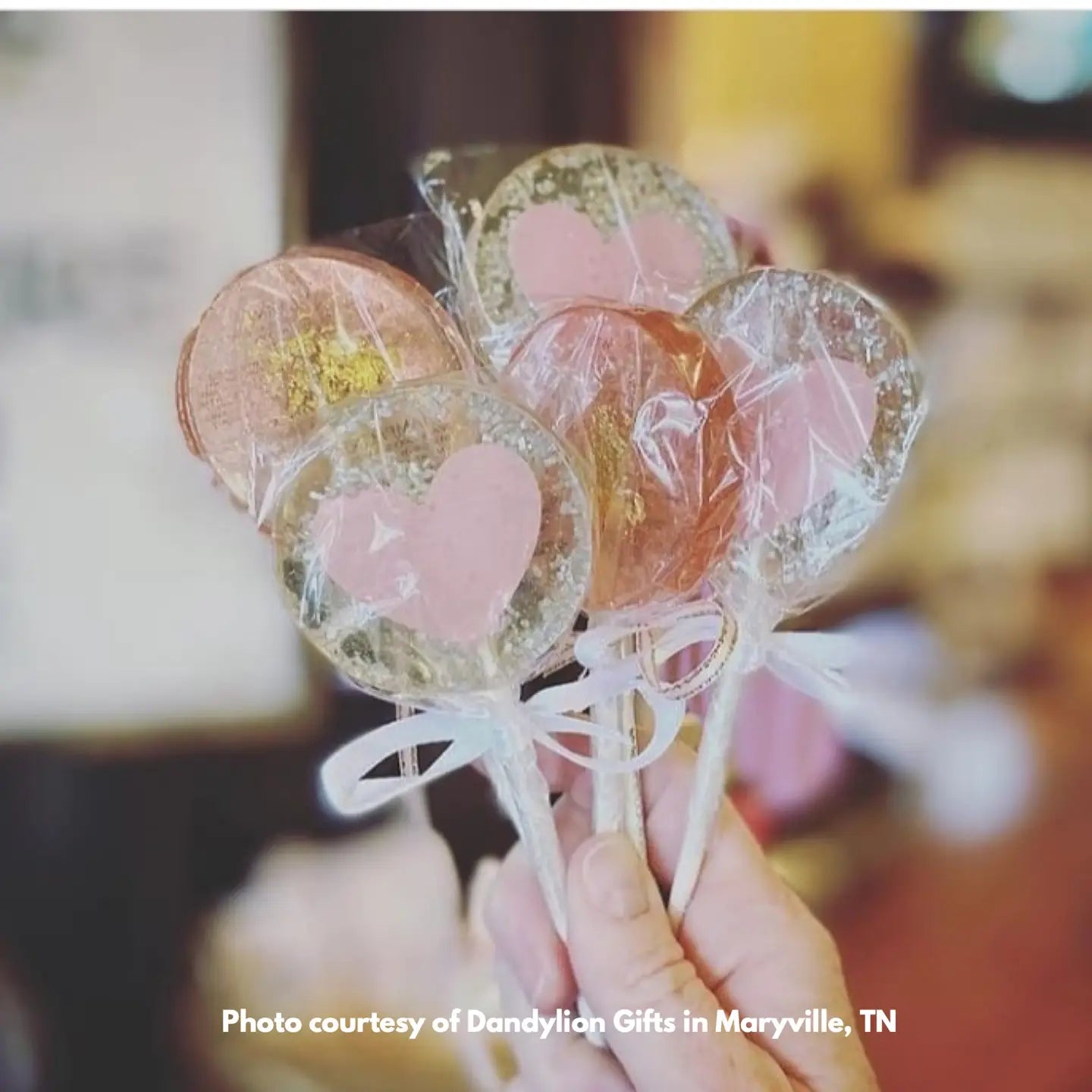 Silver & Pink Heart Lollipops, Champagne Flavour