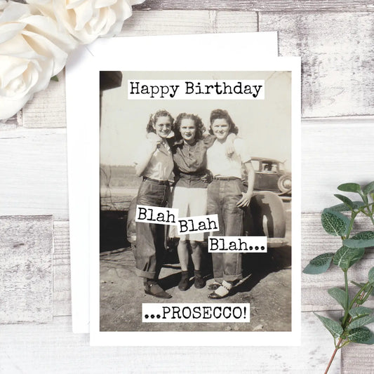 Blah Blah Blah Prosecco  | Vintage Birthday Card