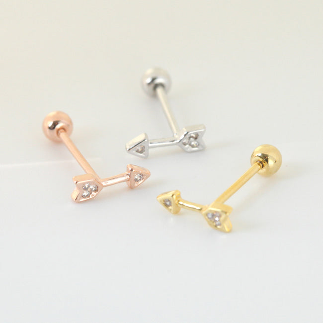 Tiny Crystal Arrow Screw Back Earring