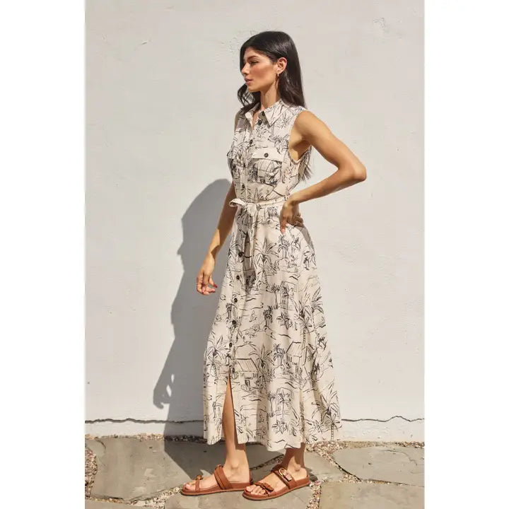 Sail Away with Me Sleeveless Shirt Dress