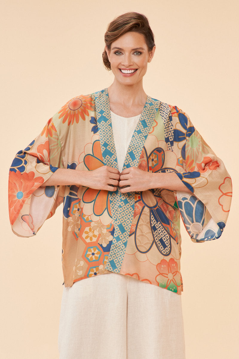 70s Kaleidoscope Floral Kimono Jacket | Coconut