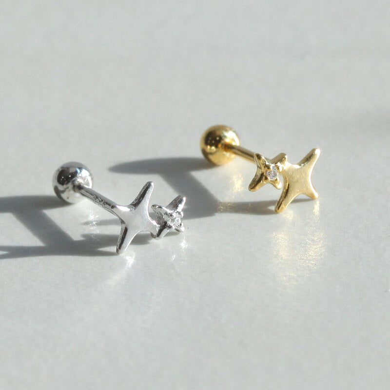 Tiny Binary Star Screw Back Earring