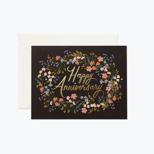 Happy Anniversary Floral Wreath | Greeting Card