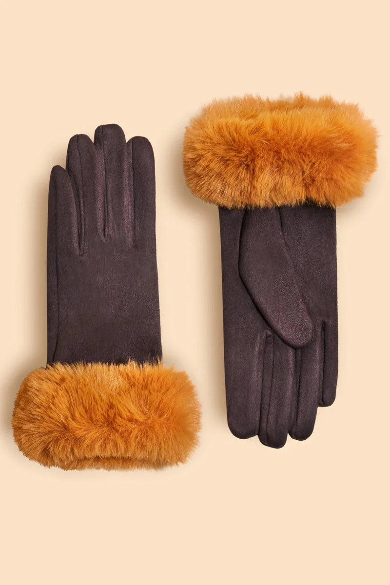 Bettina Gloves | Chocolate & Mustard