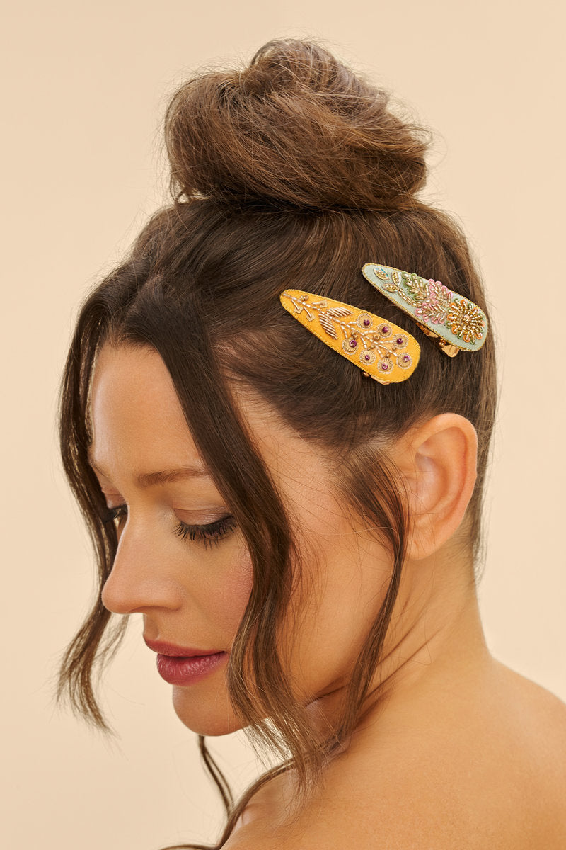 Jewelled Hair Clips (Set of 2) | Sunflower & Wheat