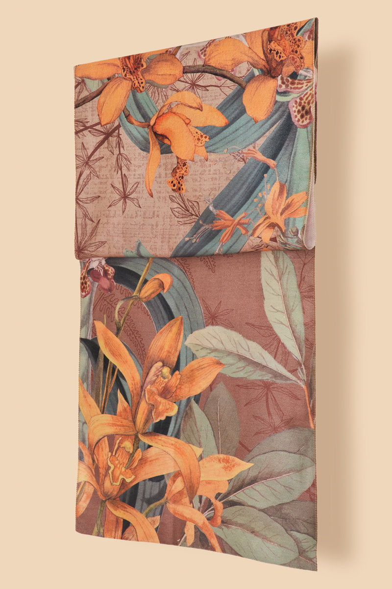 Luxurious Botany Bliss Scarf | Chocolate