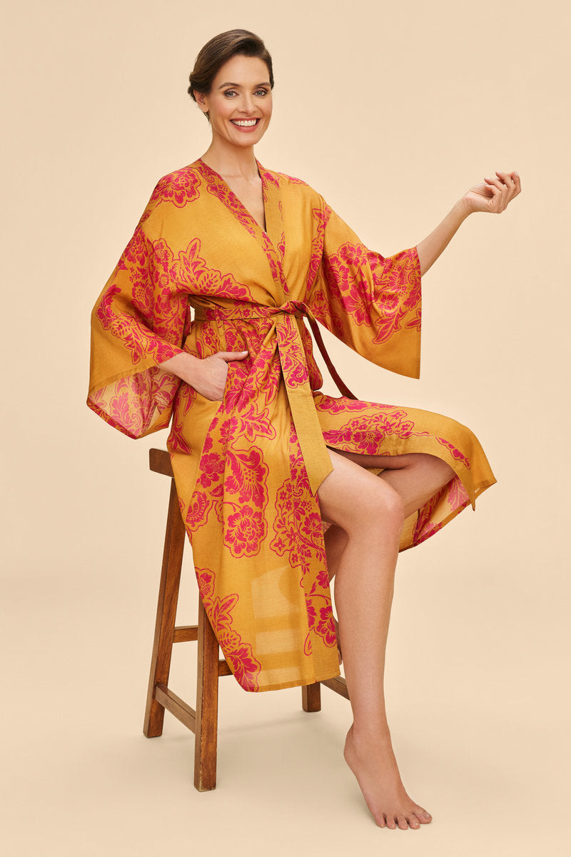 Mustard Tapestry Kimono Gown