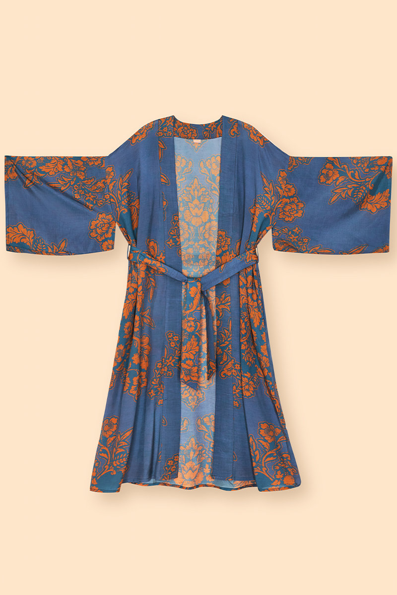 Denim Tapestry Kimono Gown