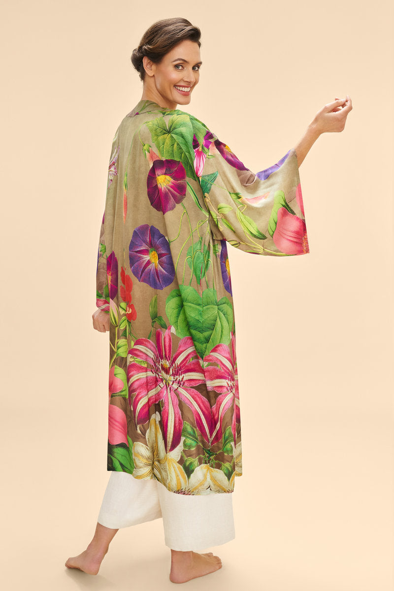 Oversized Botanicals Kimono Gown | Slate