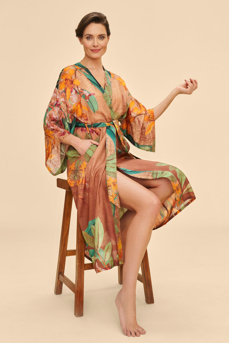 Botany Bliss Kimono Gown | Taupe