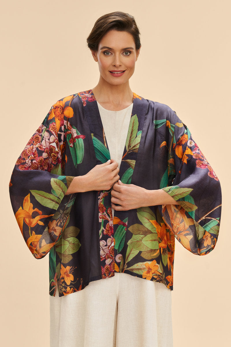 Botany Bliss Kimono Jacket | Charcoal