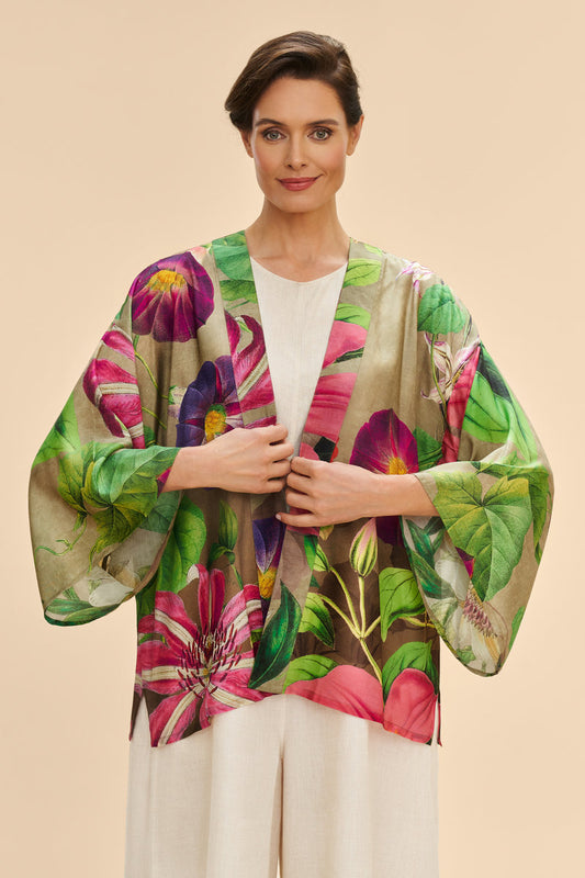 Oversized Botanicals Kimono Jacket | Slate