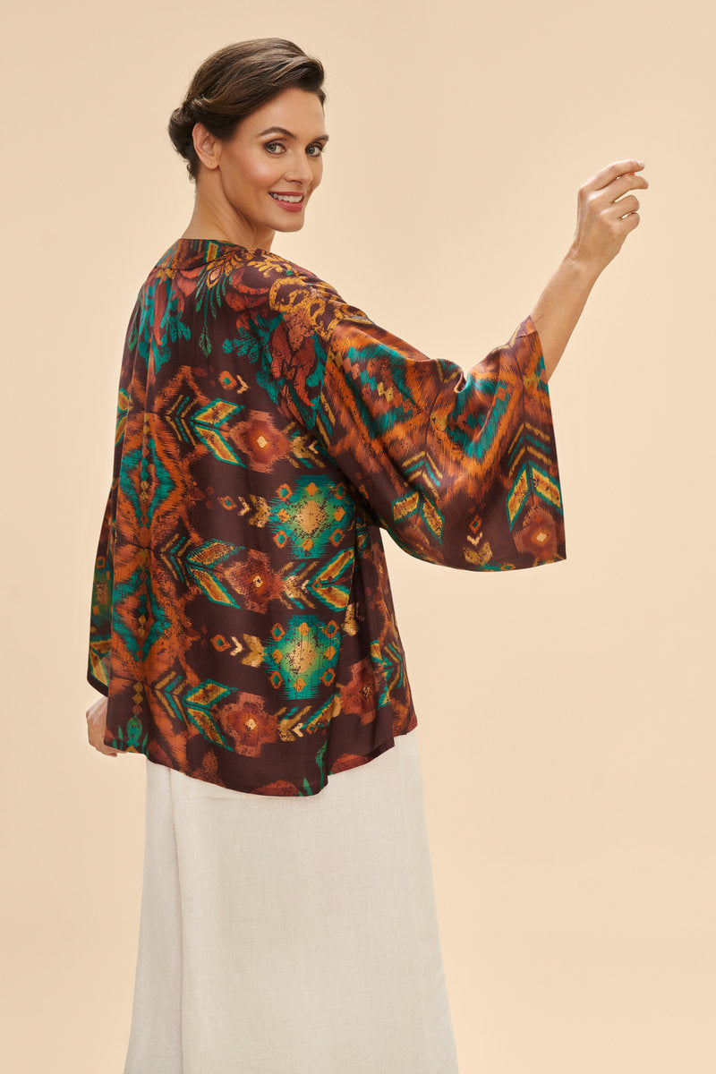 Chocolate Ikat Kimono Jacket