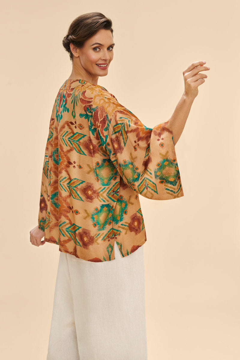 Warm Cream Ikat Kimono Jacket