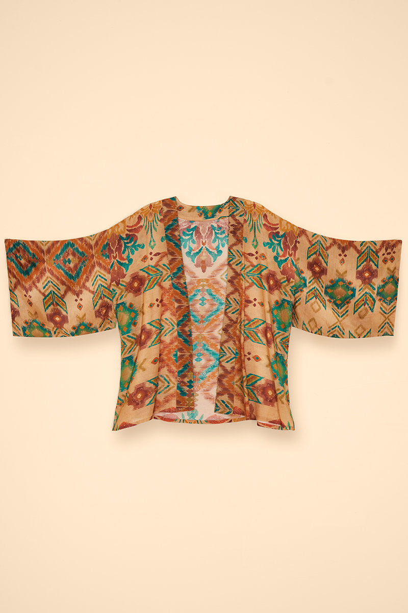 Warm Cream Ikat Kimono Jacket