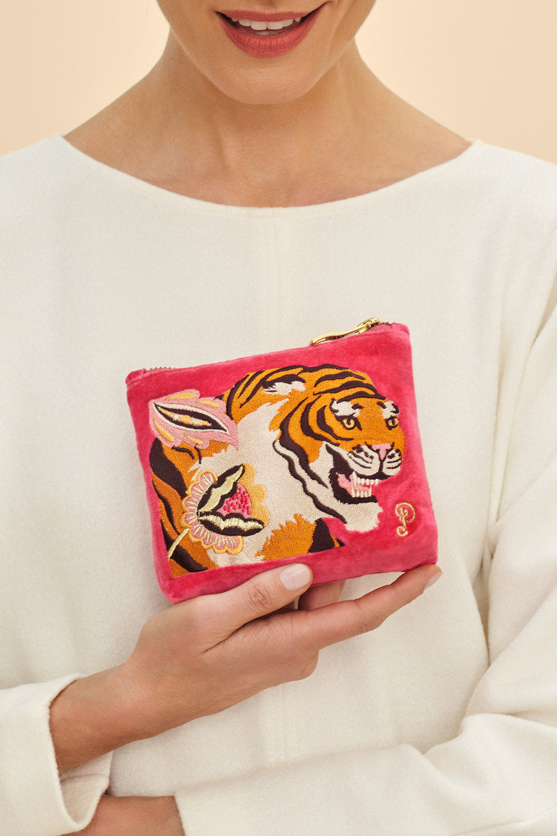 Velvet Embroidered Mini Pouch | Thrill of the Tiger