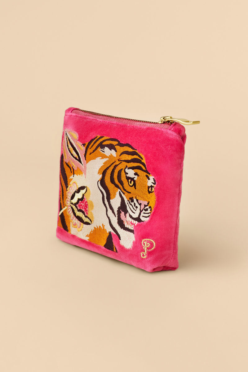 Velvet Embroidered Mini Pouch | Thrill of the Tiger