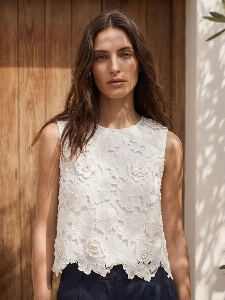 3D Embroidered Floral Top