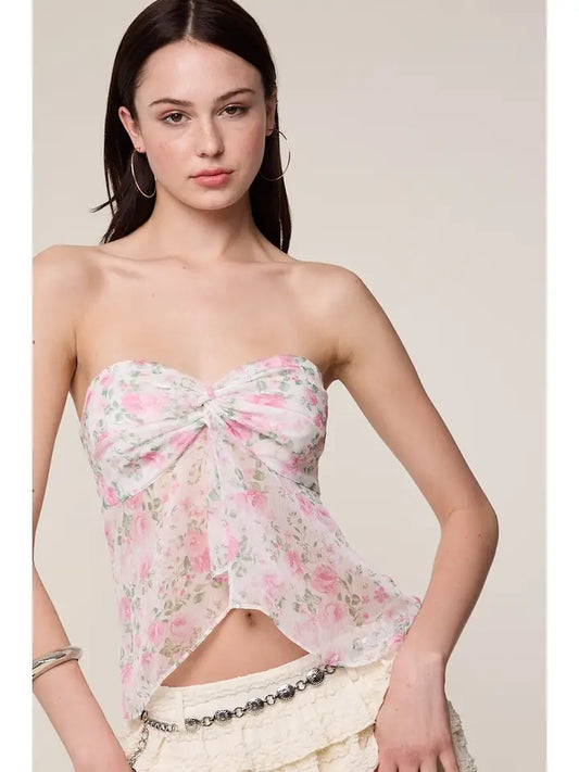 Floral Chiffon Tube Top