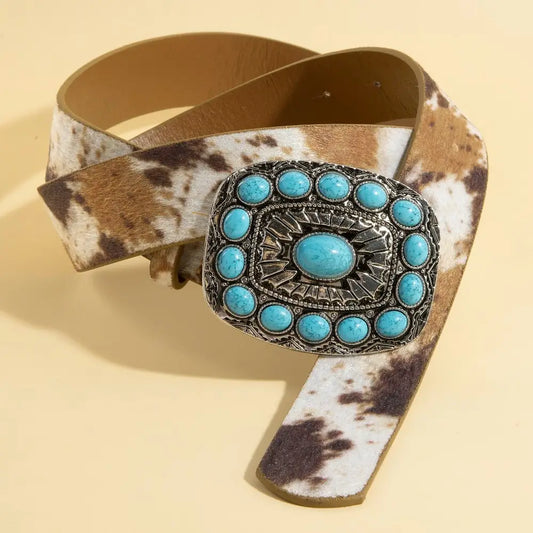 Turquoise Stone Western Concho Buckle Belt