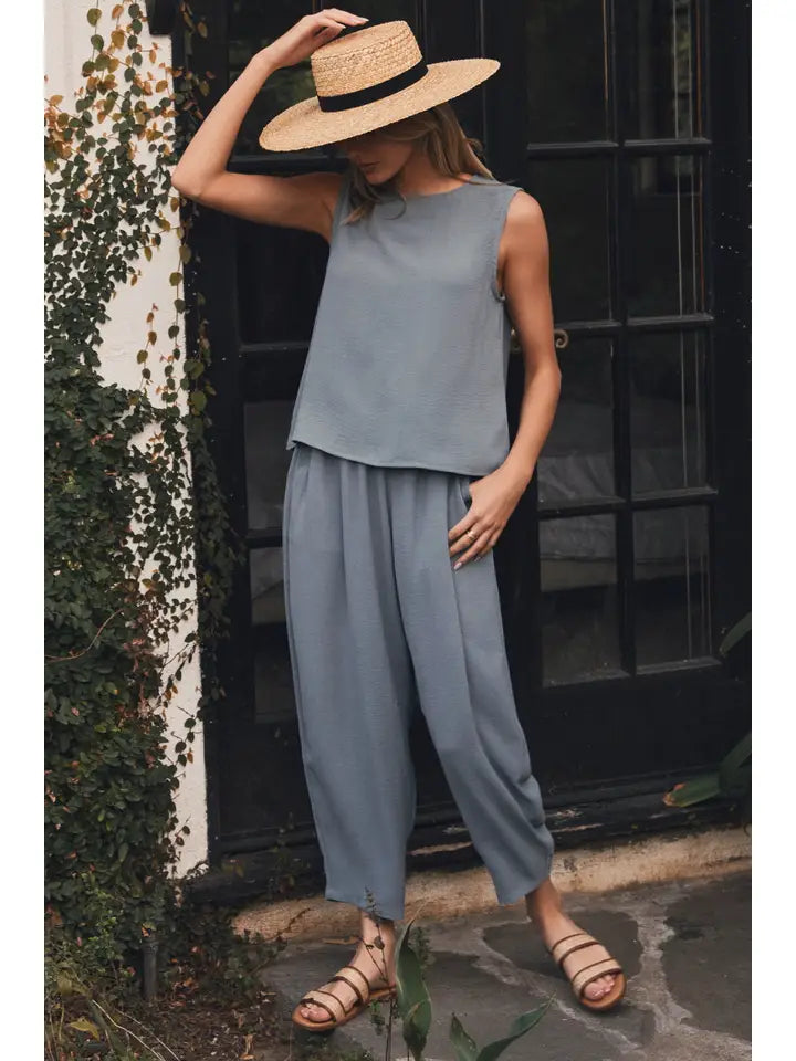 Textured Knit Top & Relaxed Pants Set