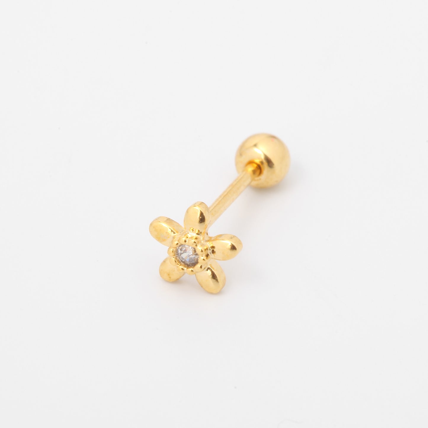 Tiny Crystal Flower Screw Back Earring