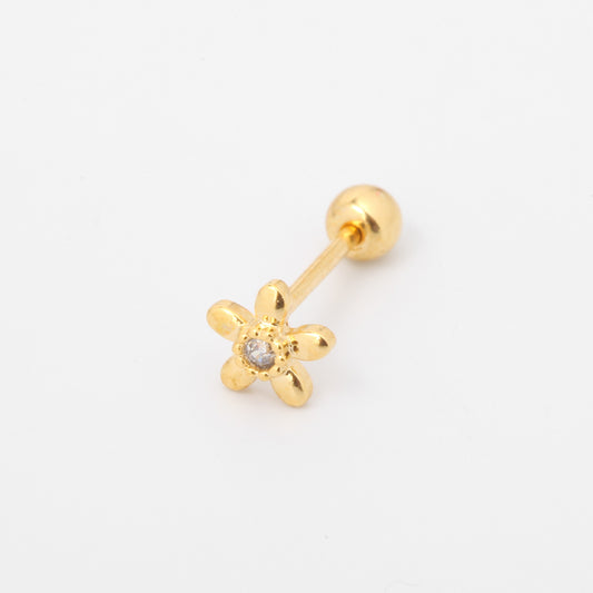 Tiny Crystal Flower Screw Back Earring