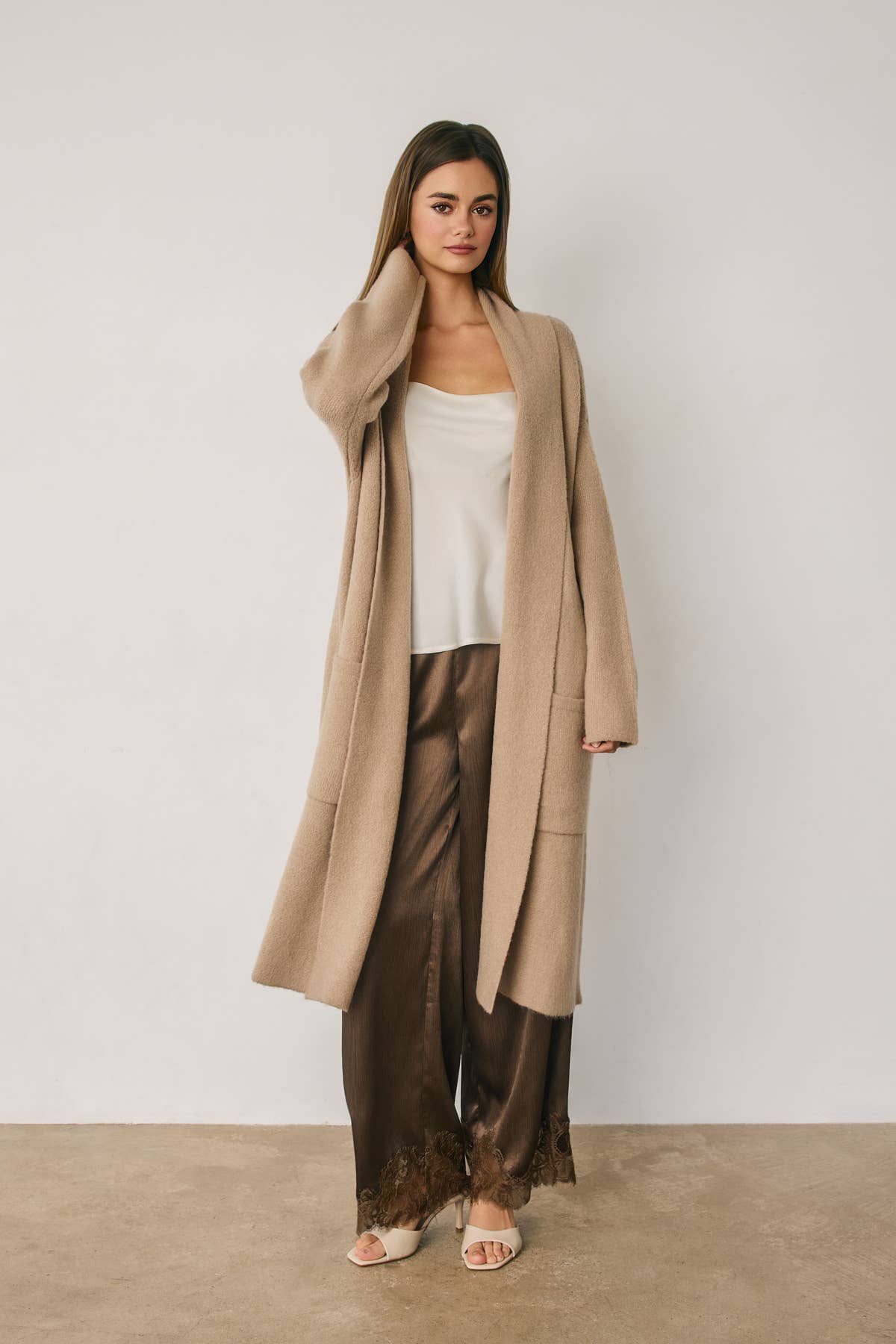 Relaxed Open Front Long Cardigan