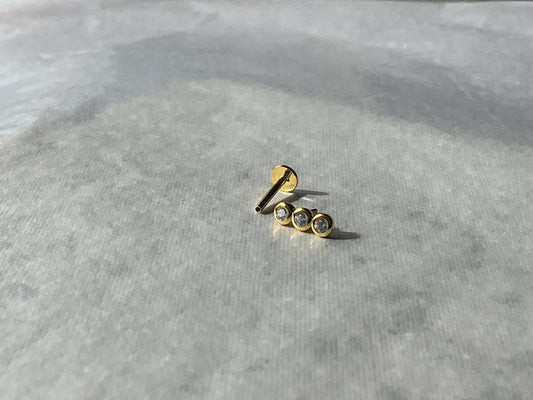 Triple Crystal Flatback Earring