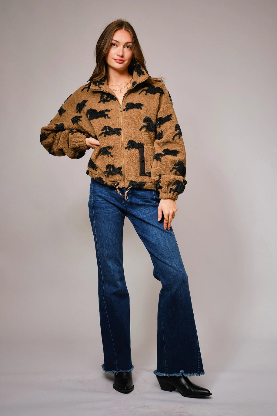 Wild Sherpa Oversized Zip-Up Jacket
