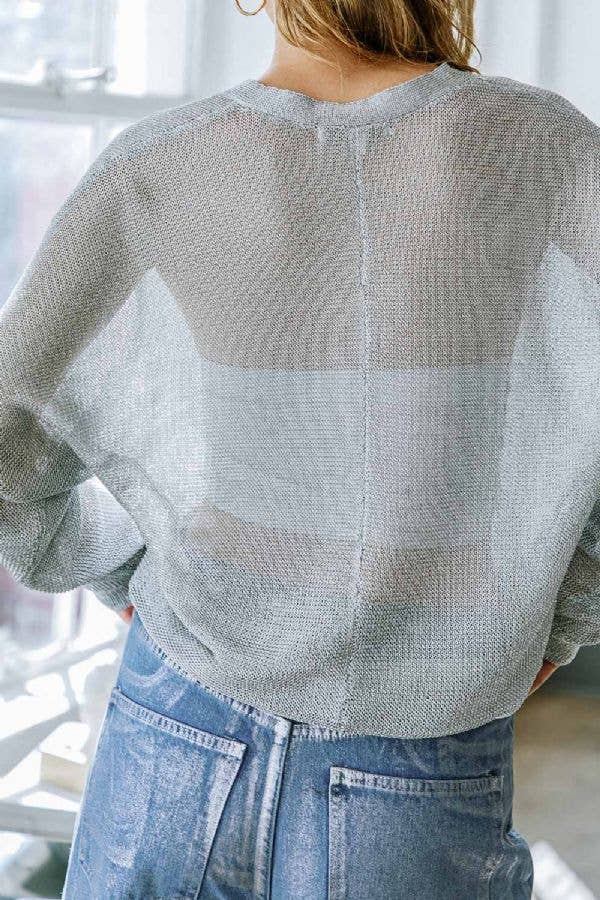 Metallic Thread Knitted Sweater Top