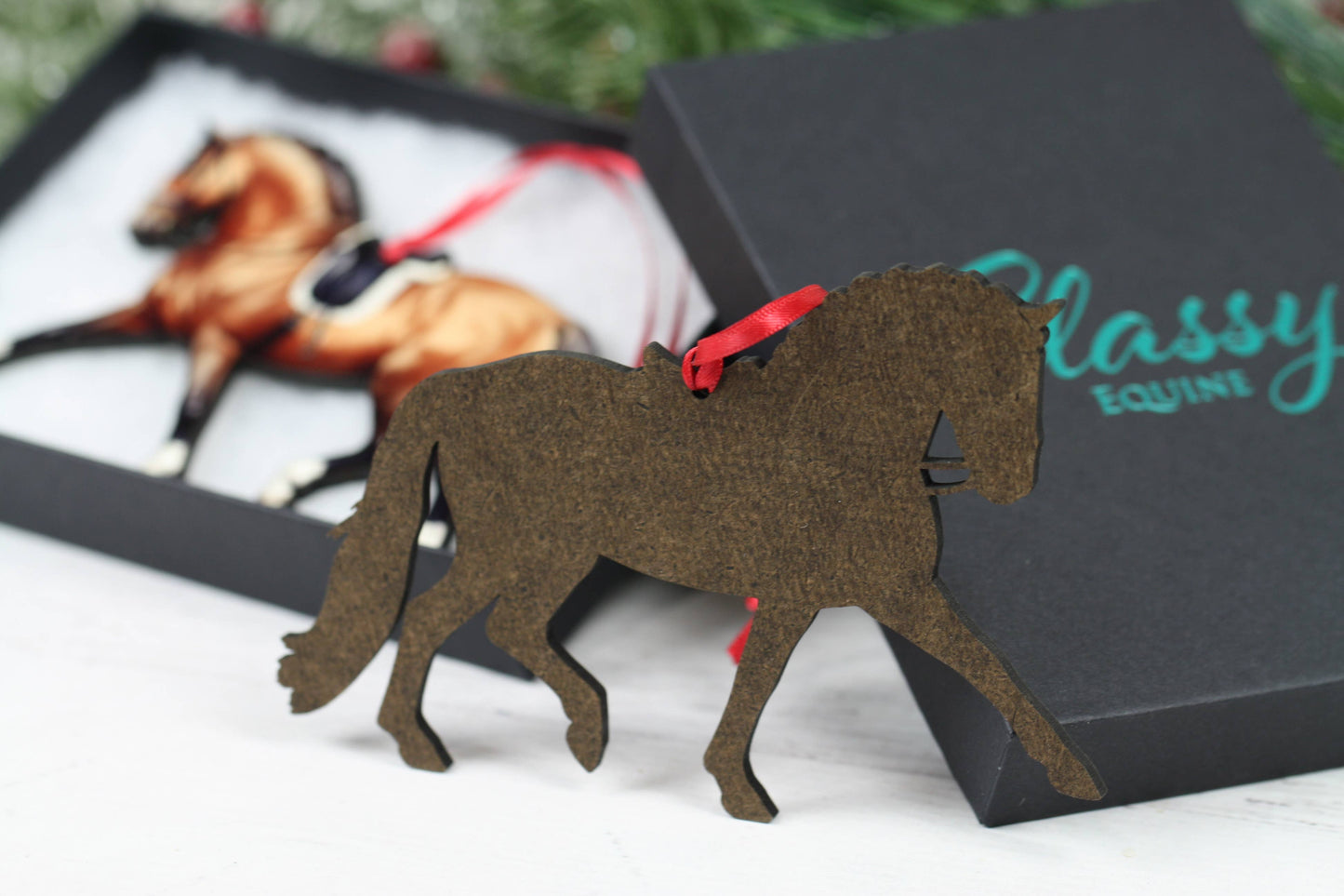 Dressage Horse Ornament - Chestnut Extended Trot Dressage