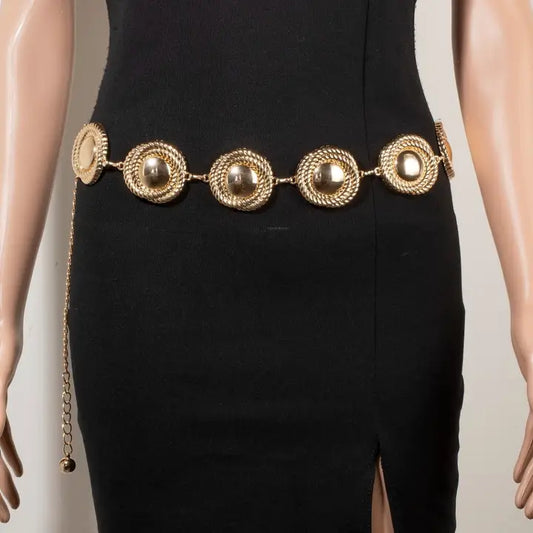Metallic Rope Wrap Disc Chain Belt