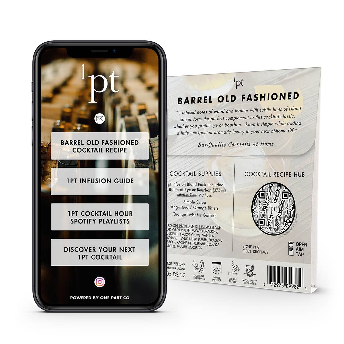 1pt Barrel Old Fashioned Cocktail Pack