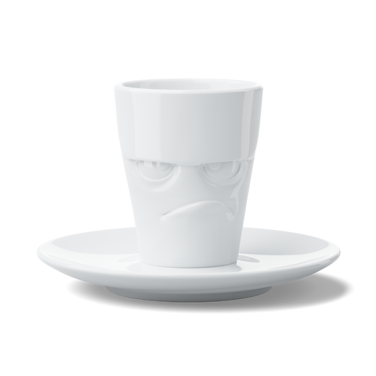 Grumpy Face Espresso Cup with Saucer