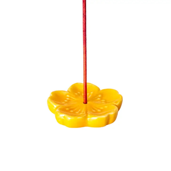 Sakura Cherry Blossom Incense Holder 2 Inch Yellow