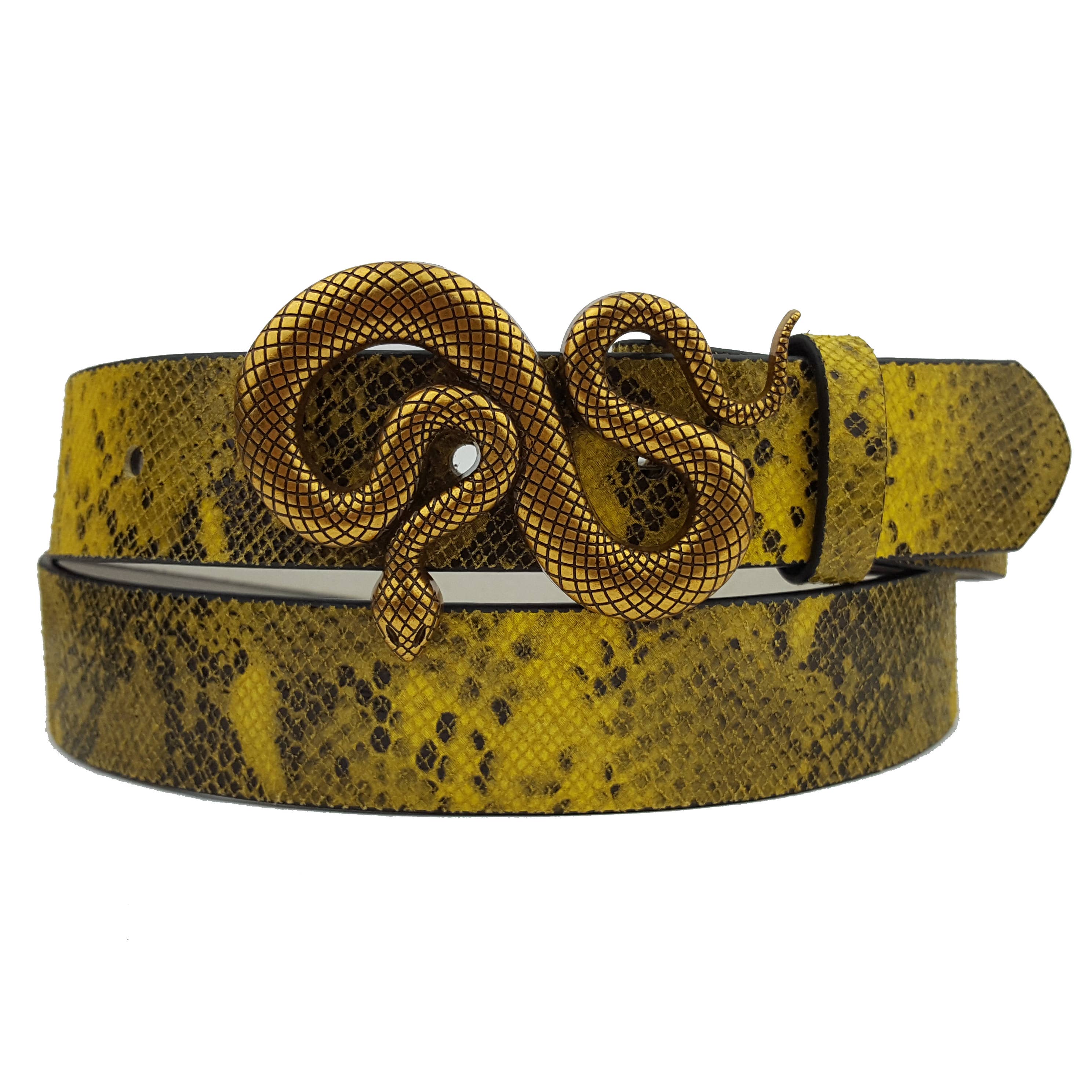 Leather belt with snake buckle online