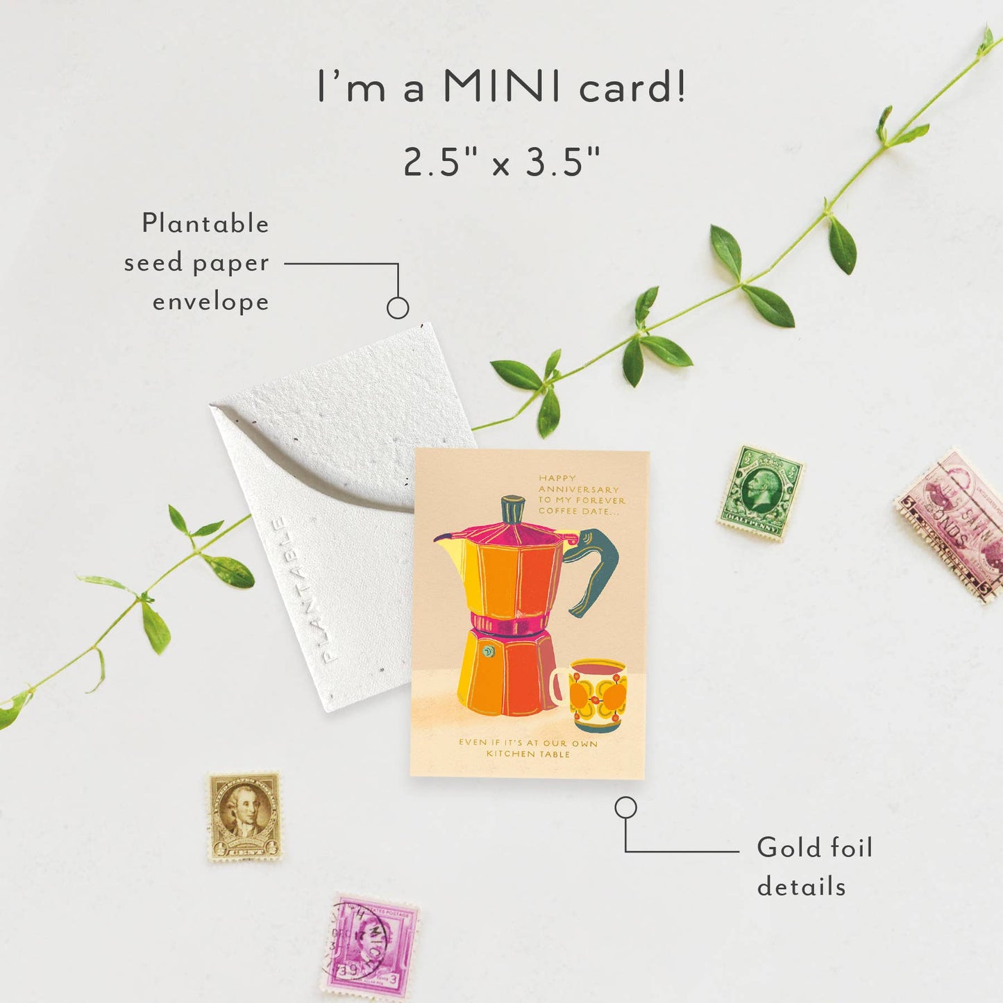 Espresso Sprout - Mini Greeting Card (2.5" x 3.5")