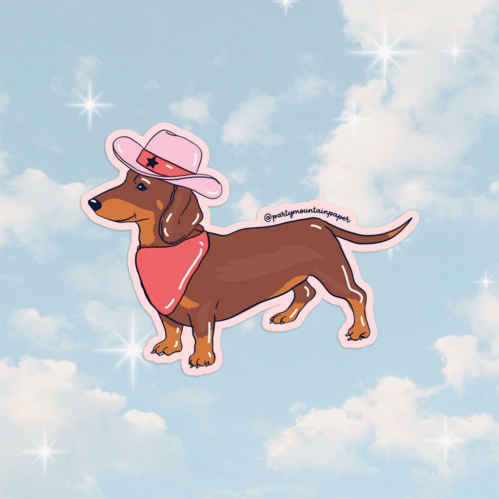 Weenie Dog Cowboy Sticker