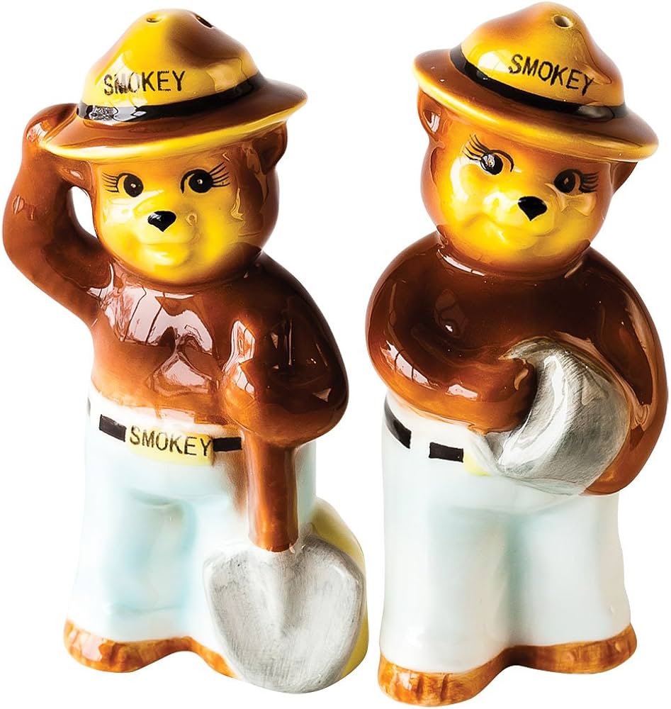 Ceramic Smokey the Bear Salt & Pepper Shakers